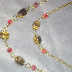 Double strand real tigers eye& Swarovski Crysta